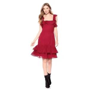 Keepsake The Label Women’s Too Close‎ Red Ruffle Sheath Mini Dress XS $190 thumbnail 4