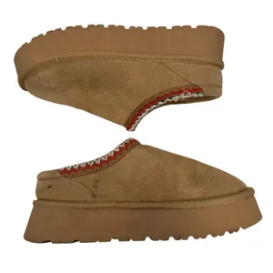 Cushionare Women’s 8.5 Kabuki Genuine Suede Platform Mule Slippers Tazz Beige‎ thumbnail 2