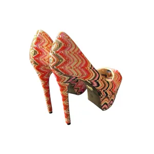 Betsey Johnson Bardot‎ Heels 9 M Fabric Platform Stiletto Heels thumbnail 8