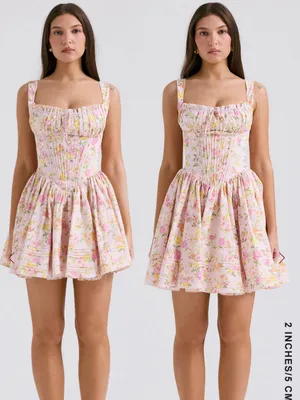 NWT HOUSE OF CB NATASSIA - Pink Meadow Cotton Mini Dress Size XS Longer length thumbnail 3