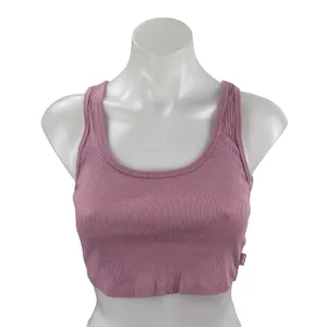 Aritzia TNA Pink Sculpt Ribbed Knit Sleeveless Scoop Cami Tank Crop Top Size S thumbnail 1