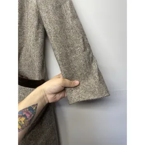 Vintage Noble Fashion Wool Coat Women’s | Herringbone Tweed Long Overcoat thumbnail 13