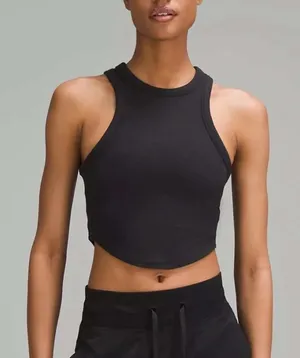 Lululemon Hold Tight Ribbed Crop Tank Top Black High Neck Racerback 2 Athleisure thumbnail 1