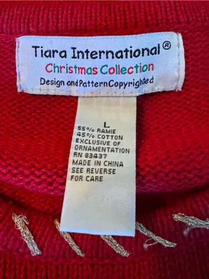 Vintage tiara international ugly Christmas sweater large thumbnail 10
