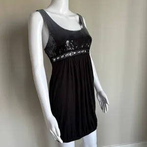 VTG Y2K Charlotte Russe Sequin Bubble Hem Baby Doll Dress With Cut-Out Design thumbnail 2