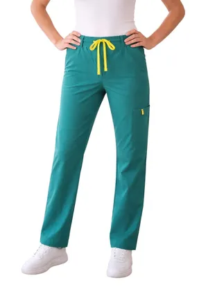 Green Scrub Pants XS Drawstring Medical Utility Workwear Straight Leg thumbnail 1