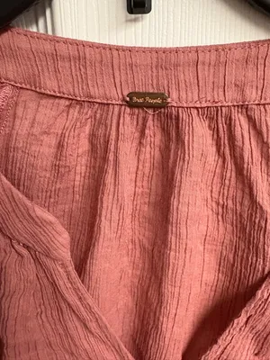 Free People 100% Cotton Rose Colored Button Down Long Sleeve Blouse Small thumbnail 2