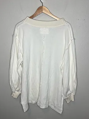 We The Free Asher V Neck Oversized Thermal Long Sleeve Top in Ivory Size XS thumbnail 5