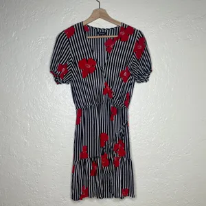 Madewell Women's Ruffle Wrap Mini Dress Candied Orchids Floral‎ Stripe Size 2 thumbnail 2