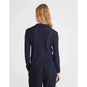 Madewell Navy Pointelle-Stitch Polo Sweater thumbnail 2
