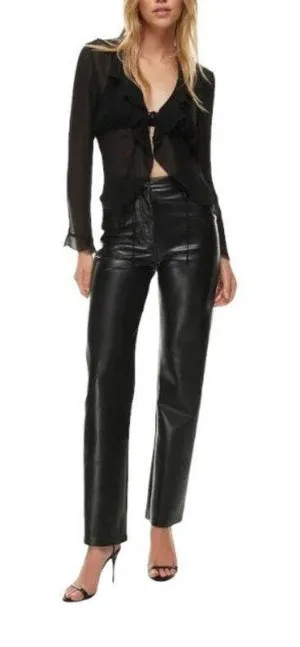 Wilfred Aritzia Melania Faux Leather Pants Black Size 4 Minimalist Classic Sexy thumbnail 1