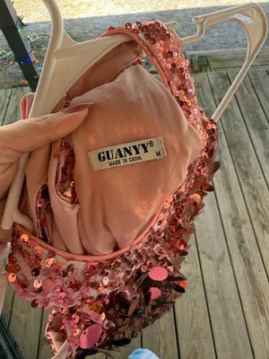 Guanyy Vintage Pink Sequin Halter Tank Size M thumbnail 3