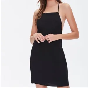 Forever 21 Black Criss Cross Linen Blend Mini Dress thumbnail 4