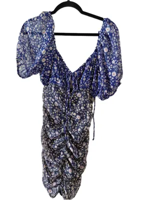 Free People Tessa Floral Ruched Mini Dress Women's Size XS thumbnail 3