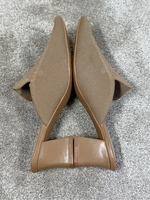 Cosy Island Women’s Knit Block Heels Shoes Mules Pointed Toe in Apricoat Cream 9 thumbnail 5