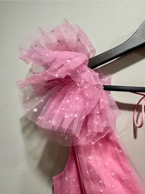ML Monique Lhuillier Bubble Gum Pink Dotted Tulle Ruffle Mini Dress 2 thumbnail 3