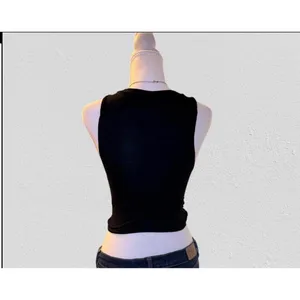 Windsor Graphic Tank Top Womens Small Black Whiskey Lace Up Front Vintage Style thumbnail 8