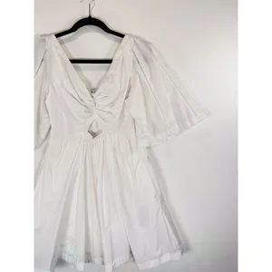 Abercrombie Fitch Dress White Mini V Neck Cutout Poplin Coastal Cowgirl Small thumbnail 5