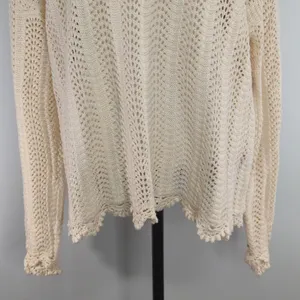 Paige Kuzuyu Ecru Crochet Sweater Women’s XL Cottage core Bohemian‎ thumbnail 5