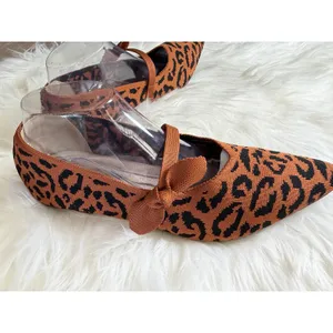 AHZEHRSE Women's Animal Print Mary Jane Flats Pointed Toe Knit Size 10 (EU 43) thumbnail 7