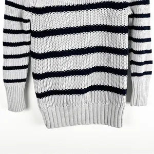 J. CREW Gray Striped Ripplestitch Knit Sweater Size Small Preppy Nautical Casual thumbnail 7