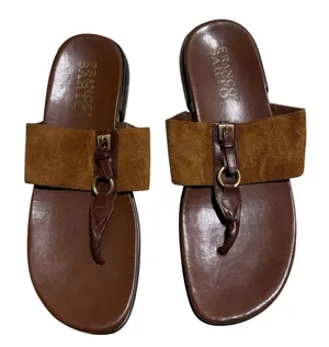 Franco Sarto Slip On Thong Sandals Women's Side 9M Brown Leather Suede thumbnail 1