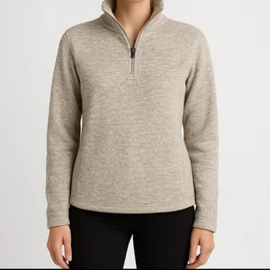 Thread & Supply Fleece Quarter Zip Pullover S Beige Neutral Cozy Chic Capsule thumbnail 7