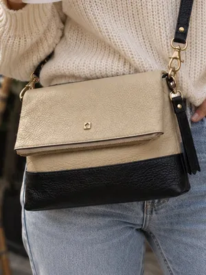 Kate Spade Southport Avenue Maria Ivory Black Leather Satchel Crossbody Bag thumbnail 1