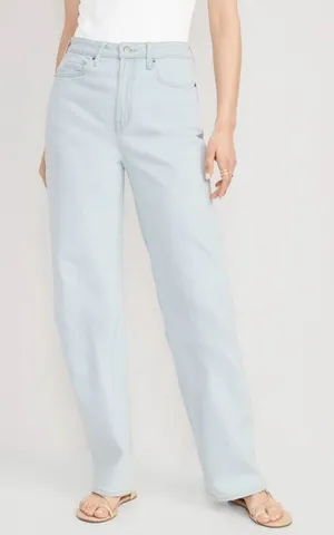 Old Navy New Extra High-Waisted Button-Fly Sky-Hi Straight Raw-Hem‎ Jeans for Women thumbnail 1