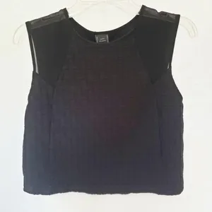 Zara W/B Womens Top Sz M Basket Sheer Cropped Festival Goth Y2K Grunge Minimal thumbnail 2