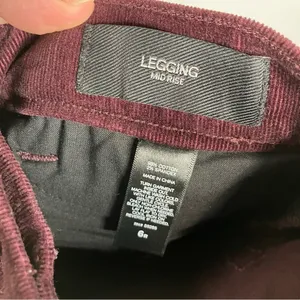 Express mid‎ rise leggings maroon Corduroy size 6R thumbnail 4