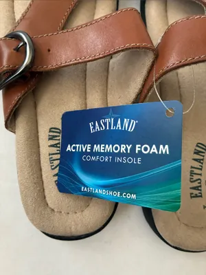 Eastland Women’s Tan Brown Buckle Comfort Slide Sandals thumbnail 2