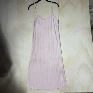 Aeropostale Pink Pleated Slip Dress Women's Medium Satin Shimmer Cami Midi Dress thumbnail 6