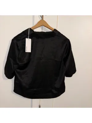 Reformation NWT SILK $148 Woman’s S Hanson Black Satin Button-Up Top Size Small thumbnail 6