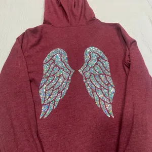VS PINK BLING shimmer sequins angel wings zip up hooded sweater XS women thumbnail 4