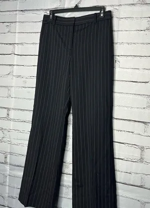 Ann Taylor Y2K Black Wide Leg Pinstripe Retro Pants Baggy SZ 4 High Rise Casual thumbnail 7