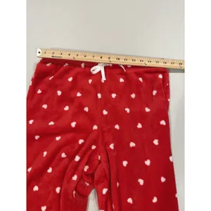 Heart Fleece Pajama Pants Womens XL Red Elastic Waist Lounge Travel Lovergirl thumbnail 7