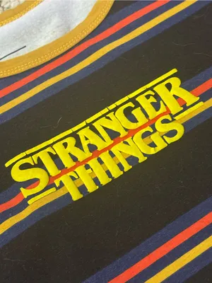 STRANGER THINGS Logo Baby Tee XS/S 17” p2p Black Multi thumbnail 5