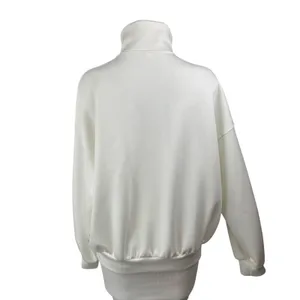 Commense Women's White Quarter Zip High Neck Long Sleeve Sweater Sweatshirt Sz S thumbnail 4