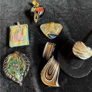 Multicolor Glass Pendant Set and 1 glass ring size 8 thumbnail 10