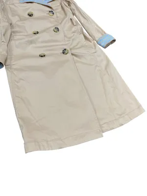 Anthropologie wms beige blue fall winter trench coat/jacket sz XS SKU 10-700 thumbnail 7