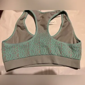 Fabletics Renee Seamless Bra‎ Grey/Green Polka Dot Size Medium Moisture Wicking thumbnail 2
