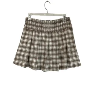 Hollister Plaid Mini Skirt Brown Checkered Y2K‎ Academia Preppy Tennis Size S thumbnail 2