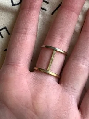 Madewell brass tone ring black stone sz 8 thumbnail 4