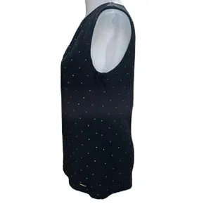 Calvin Klein Black Silver Studded Sleeveless Keyhole Back Tank Top Size Small thumbnail 5