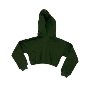 Naked Wardrobe NEW Women XS Olive Green Crop Long Sleeve Sweatshirt Hoodie thumbnail 3