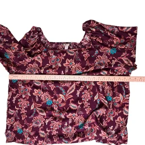 Cato Boho Floral Peasant Bell‎ Sleeve Blouse Size 22/24W Burgundy Lightweight thumbnail 9