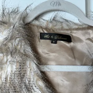 Hot & Delicious Faux Fur Vest in Cream and Brown thumbnail 2