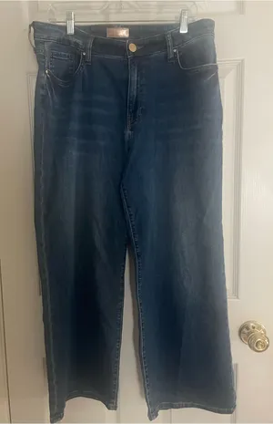 Kut from the Kloth Charlotte Wide Legs Dark Blue Jeans Size 14 thumbnail 1