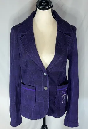 Smartthreads 1=1 Kansas State Wildcats Purple Plaid Knit Women’s Blazer Jacket thumbnail 1